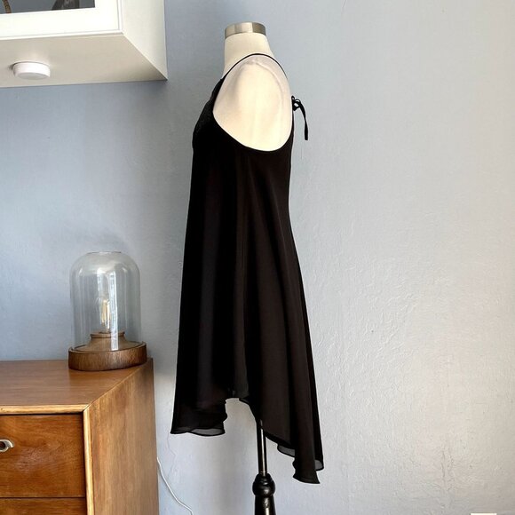 Label Ritu Kumar Black Gold Beaded Swing Mini Dress Flowy Trapeze - Picture 7 of 7